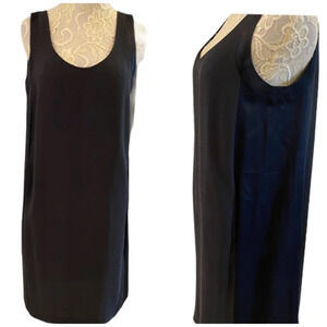 Eileen Fisher Grey/Black Georgette Shift Dress